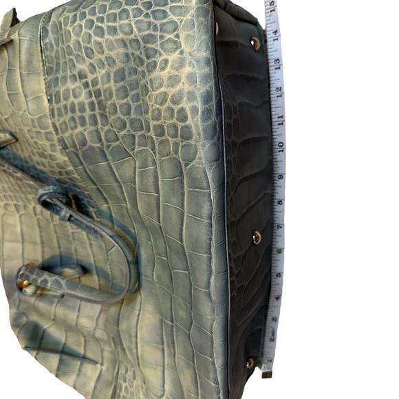 Rare Furla large leather handbag in sage green croc print 💚 perfect for travel - Picture 12 of 16